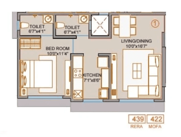 Unit plan - 439 sq.ft.