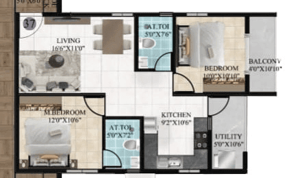 Unit plan - 756 sq.ft.