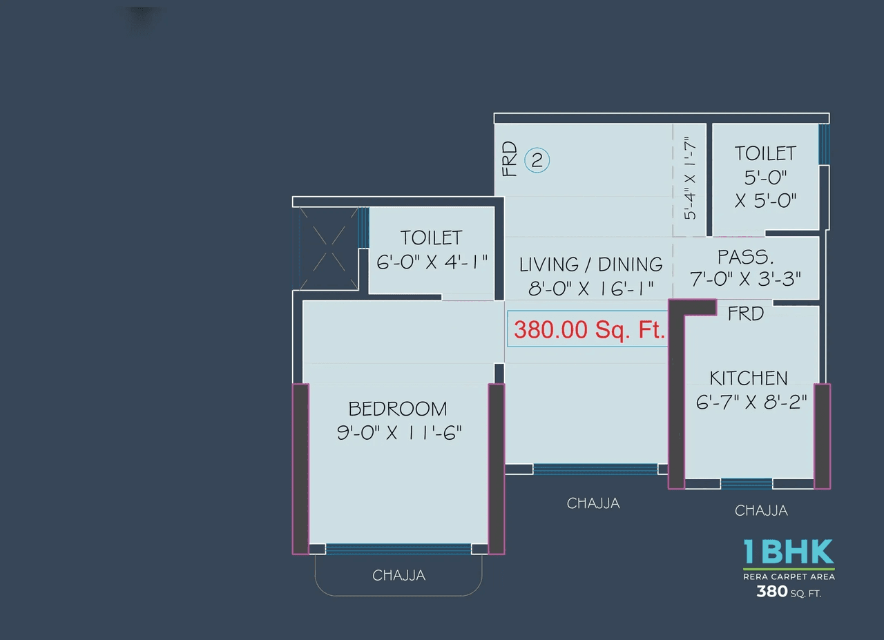 Unit plan - 380 sq.ft.