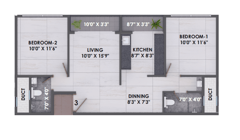 Unit plan - 700 sq.ft.