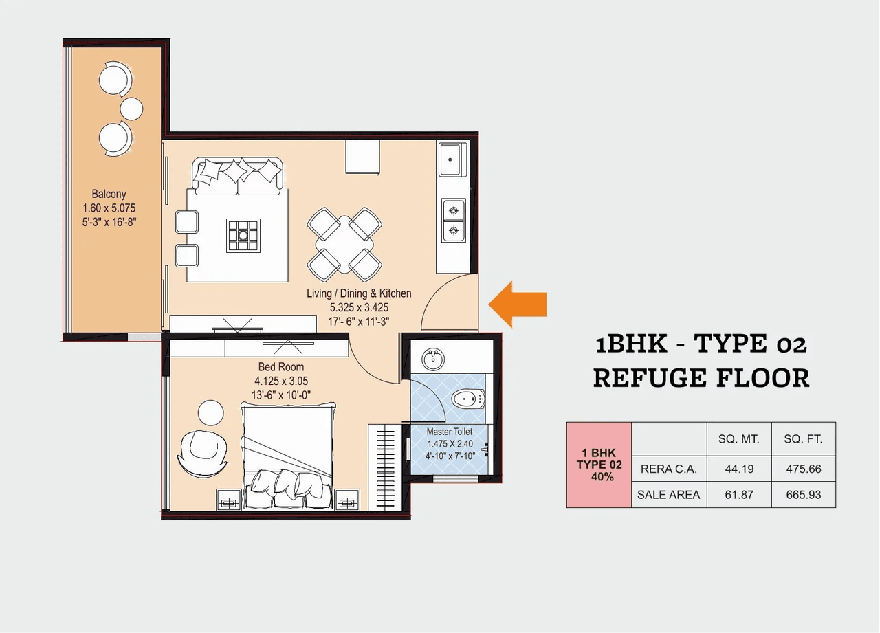 Unit plan - 475 sq.ft.