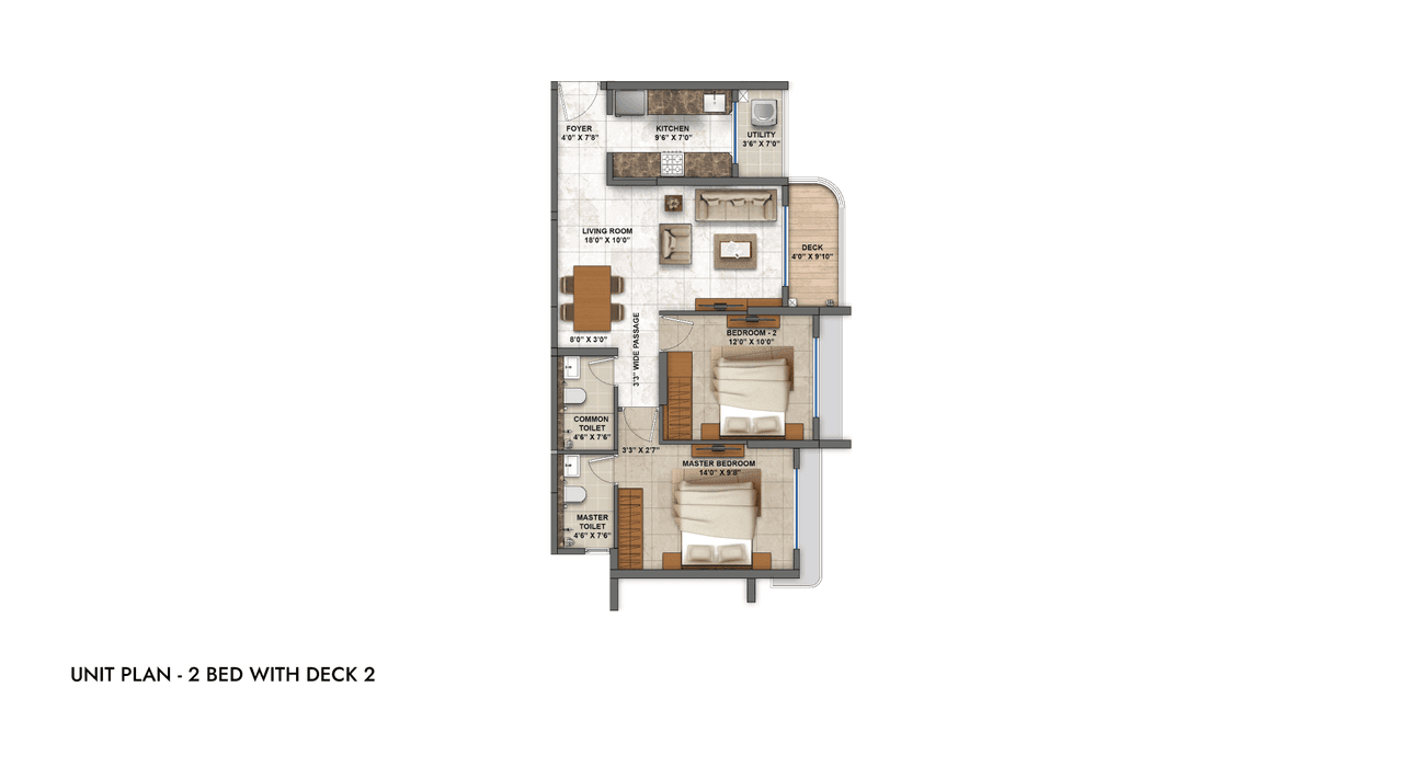Unit plan - 758 sq.ft.