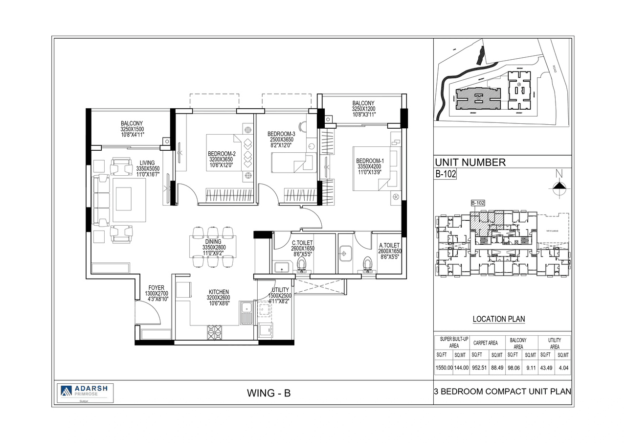 Unit plan - 1054 sq.ft.