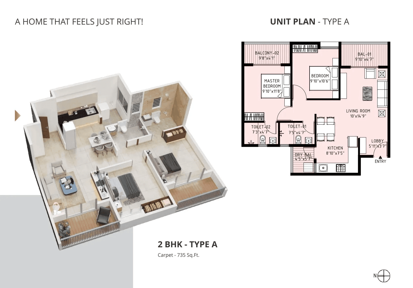 Unit plan - 735 sq.ft.