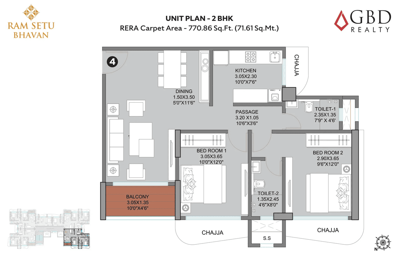 Unit plan - 770 sq.ft.