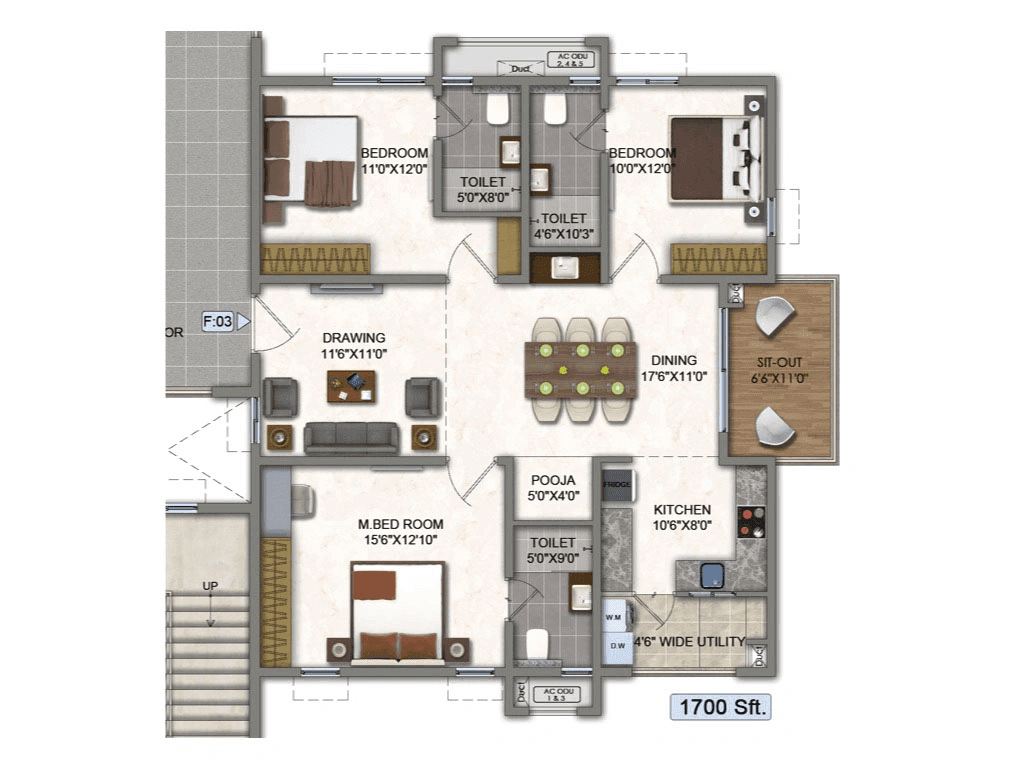 Unit plan - 1094 sq.ft.