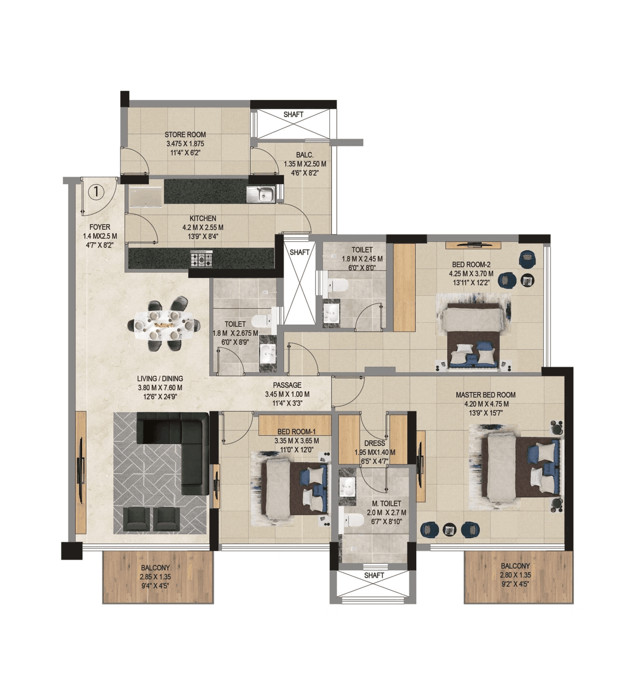 Unit plan - 1040 sq.ft.