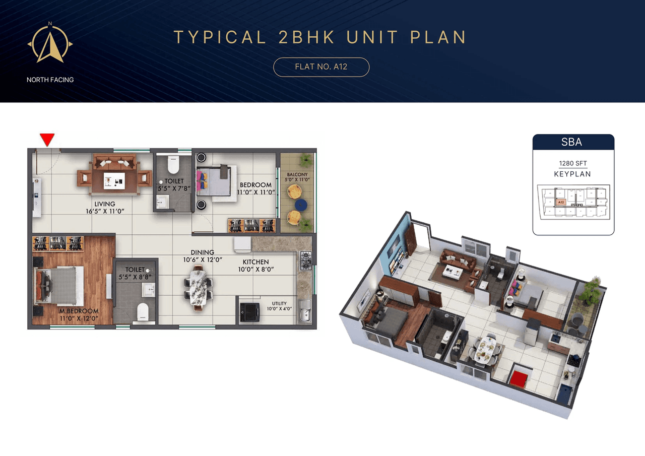 Unit plan - 883 sq.ft.
