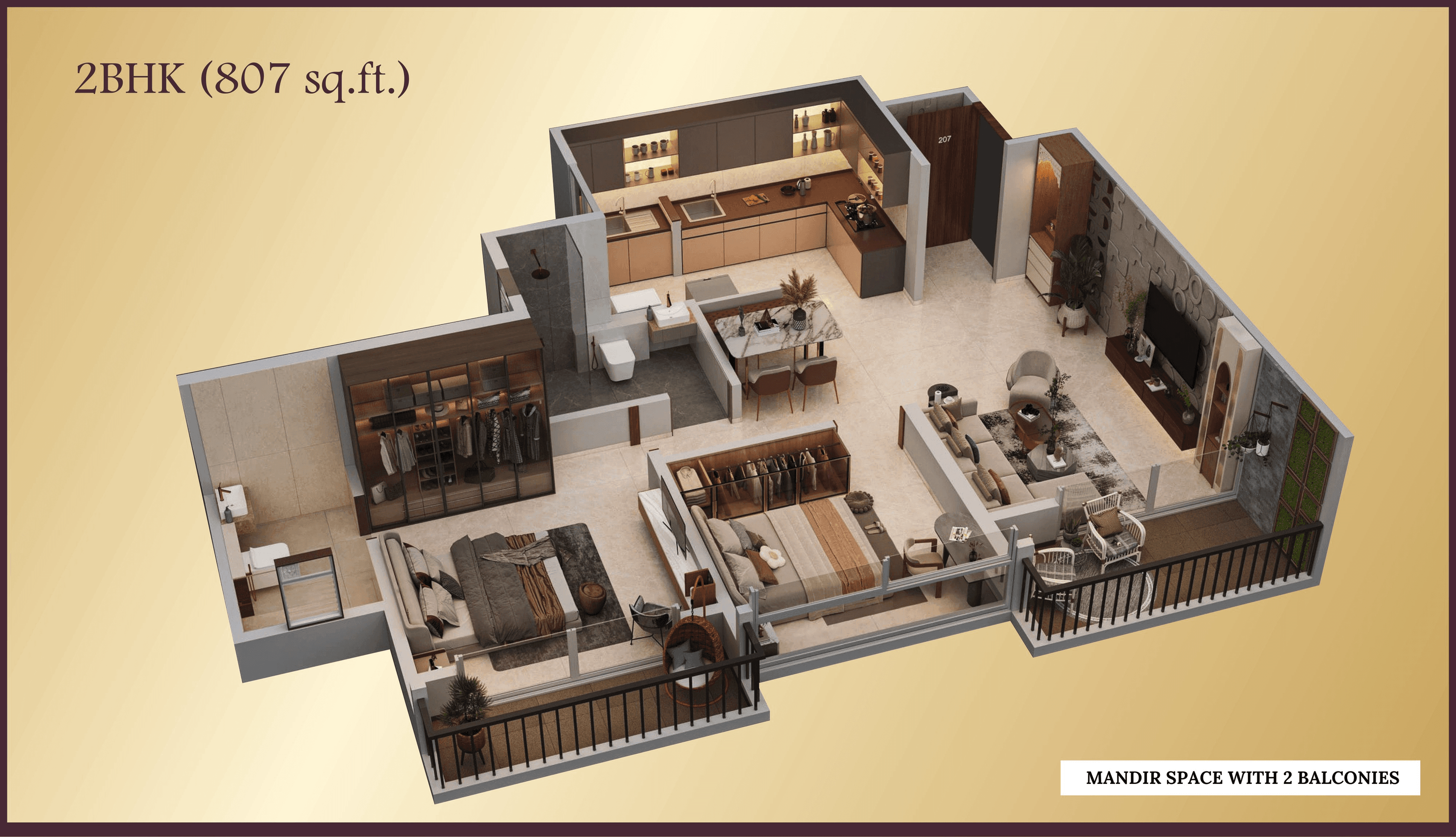 Unit plan - 807 sq.ft.