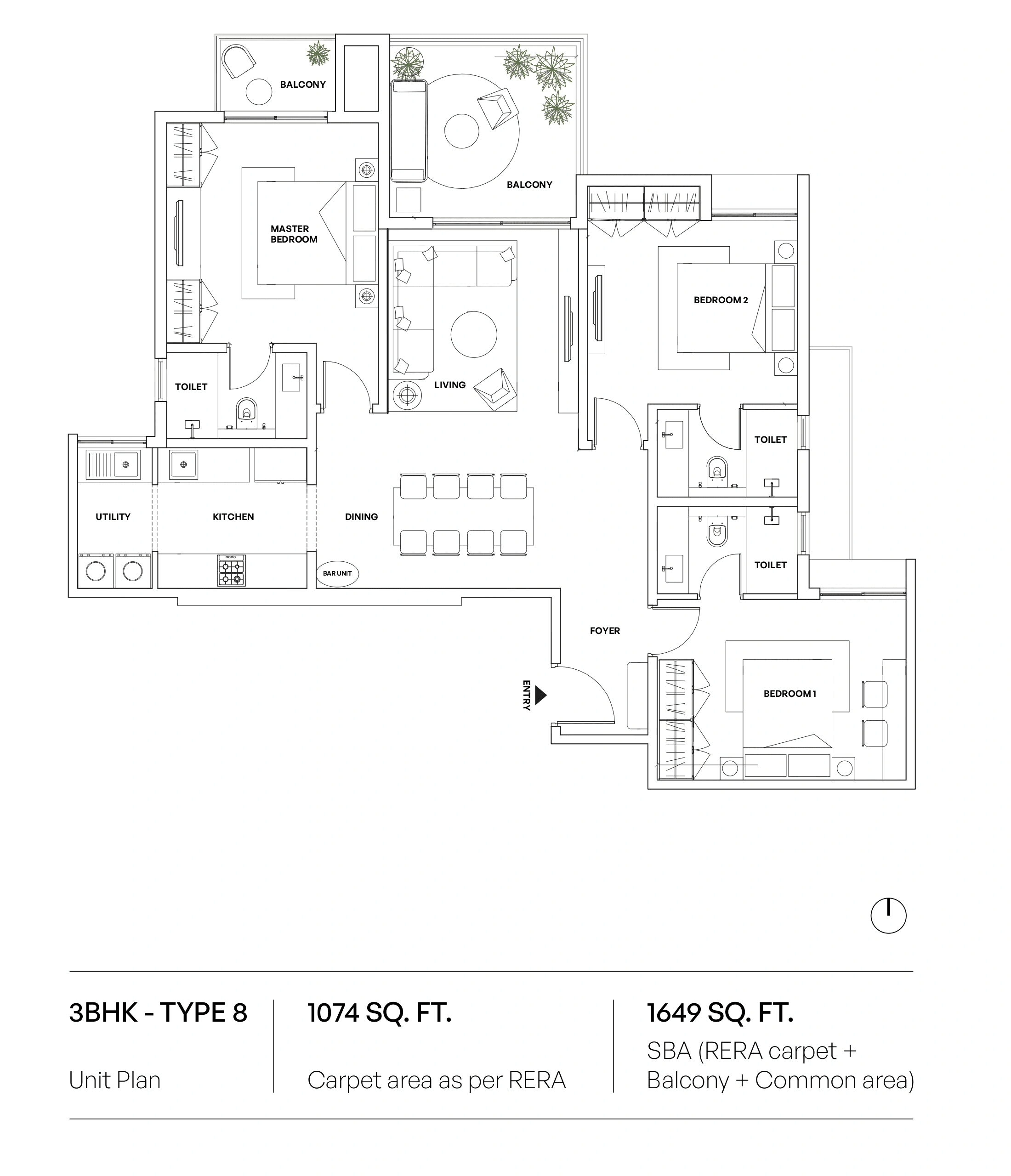 Unit plan - 1074 sq.ft.