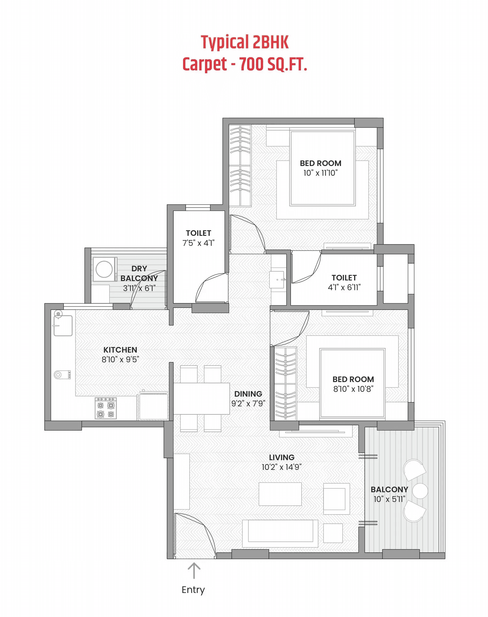 Unit plan - 700 sq.ft.