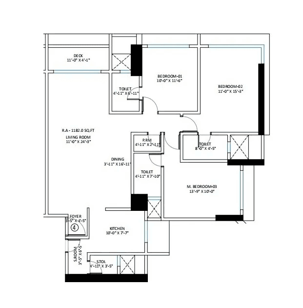 Unit plan - 1184 sq.ft.