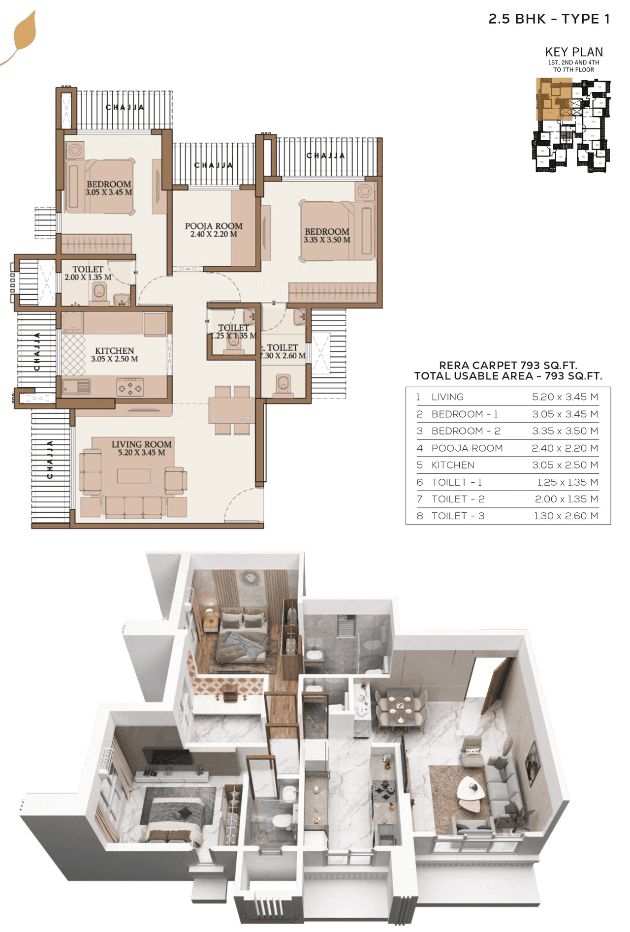 Unit plan - 793 sq.ft.