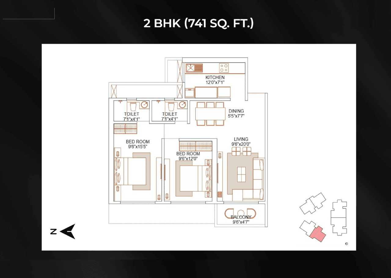 Unit plan - 741 sq.ft.