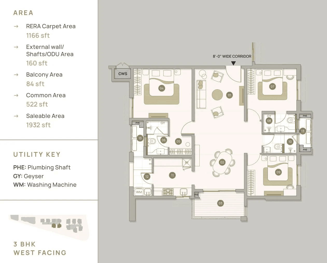 Unit plan - 1166 sq.ft.