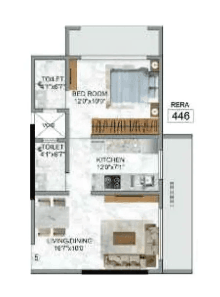 Unit plan - 446 sq.ft.