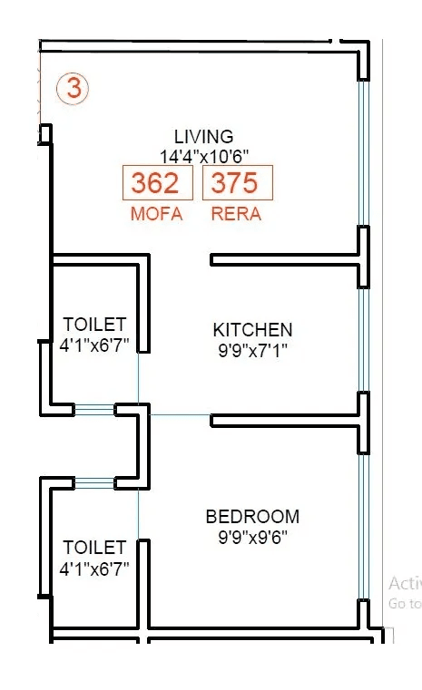 Unit plan - 375 sq.ft.