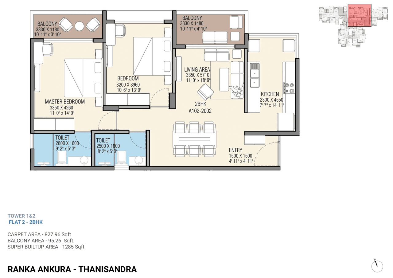Unit plan - 829 sq.ft.