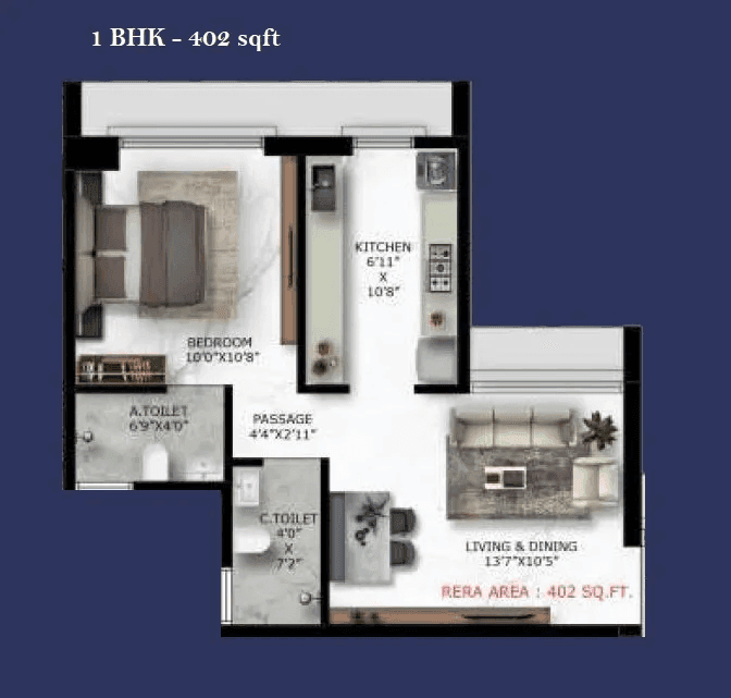 Unit plan - 402 sq.ft.