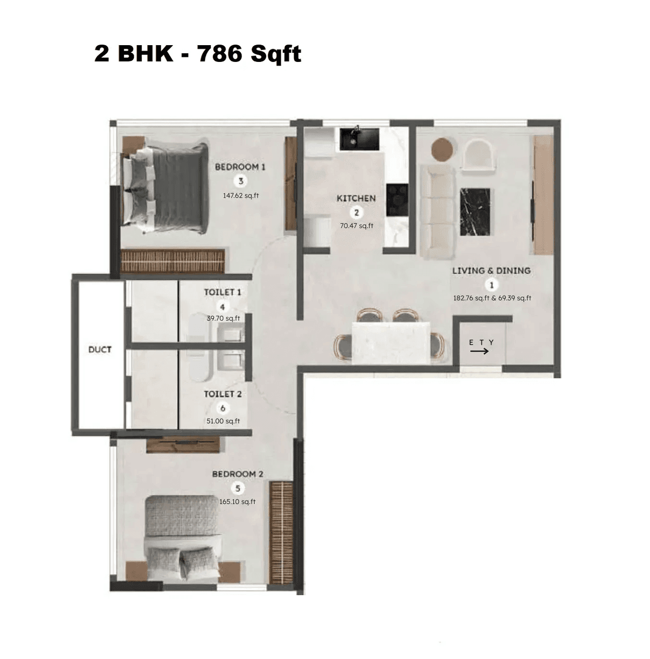 Unit plan - 786 sq.ft.