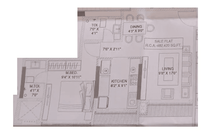 Unit plan - 482 sq.ft.