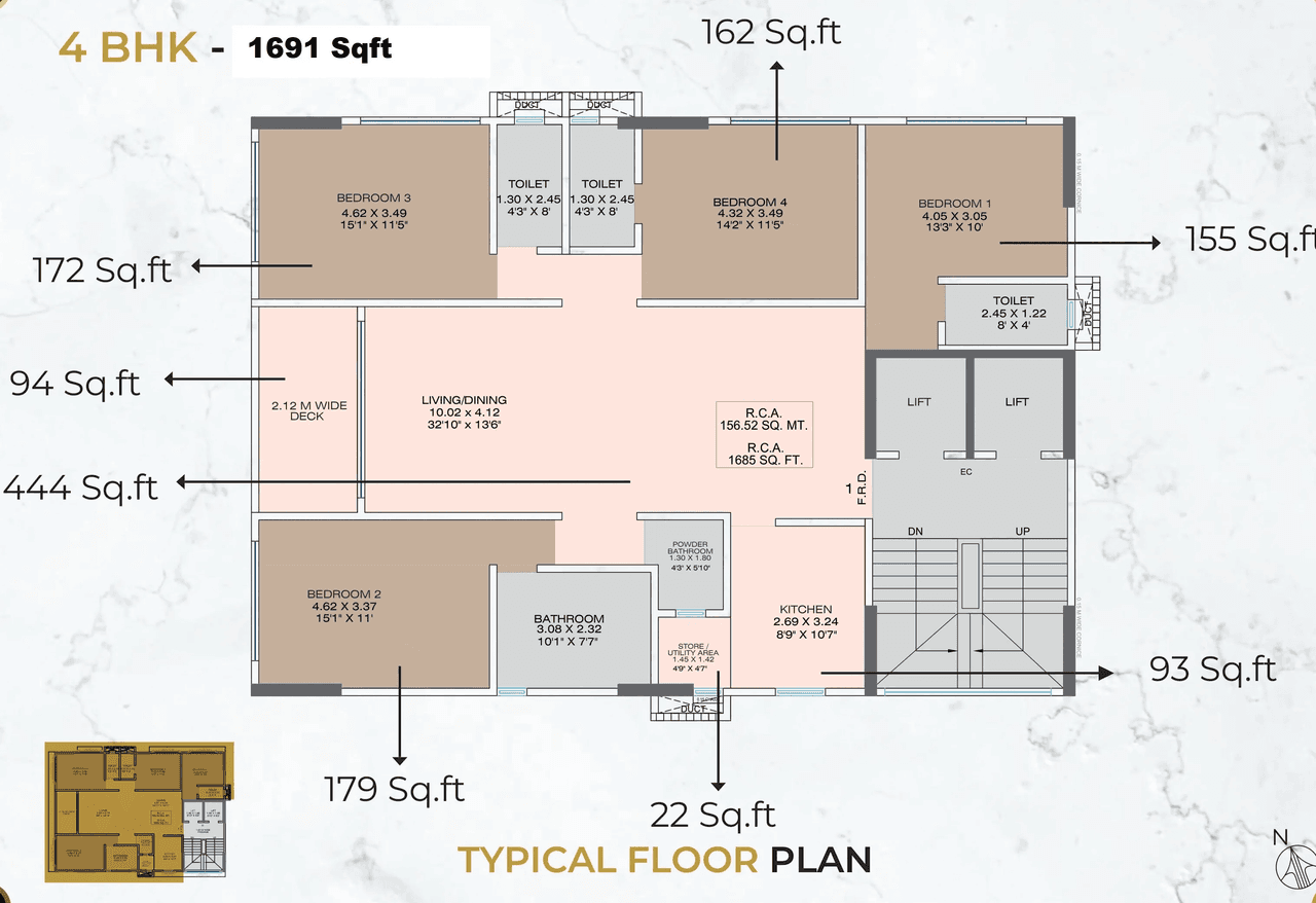 Unit plan - 1691 sq.ft.