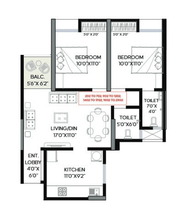 Unit plan - 701 sq.ft.