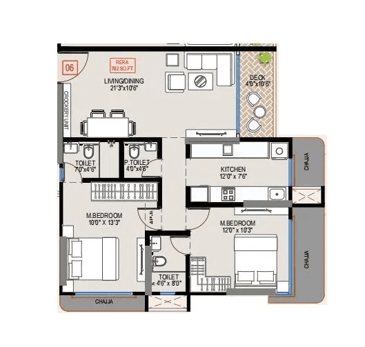Unit plan - 782 sq.ft.