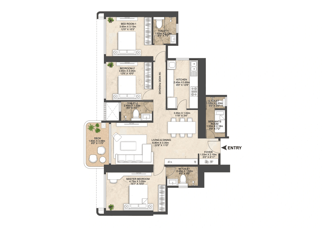 Unit plan - 1239 sq.ft.
