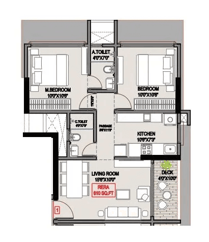 Unit plan - 610 sq.ft.