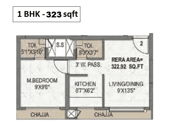 Unit plan - 323 sq.ft.