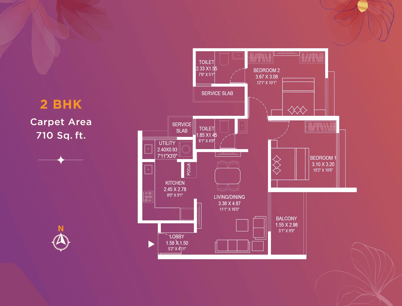 Unit plan - 710 sq.ft.