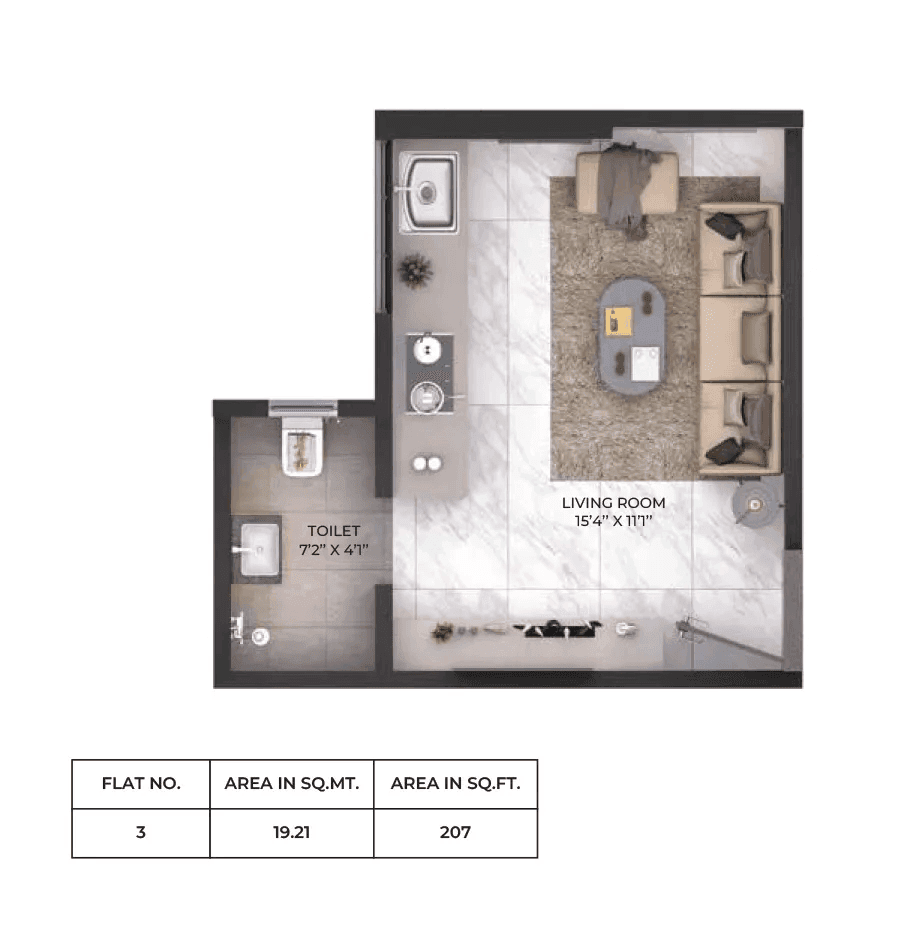 Unit plan - 207 sq.ft.