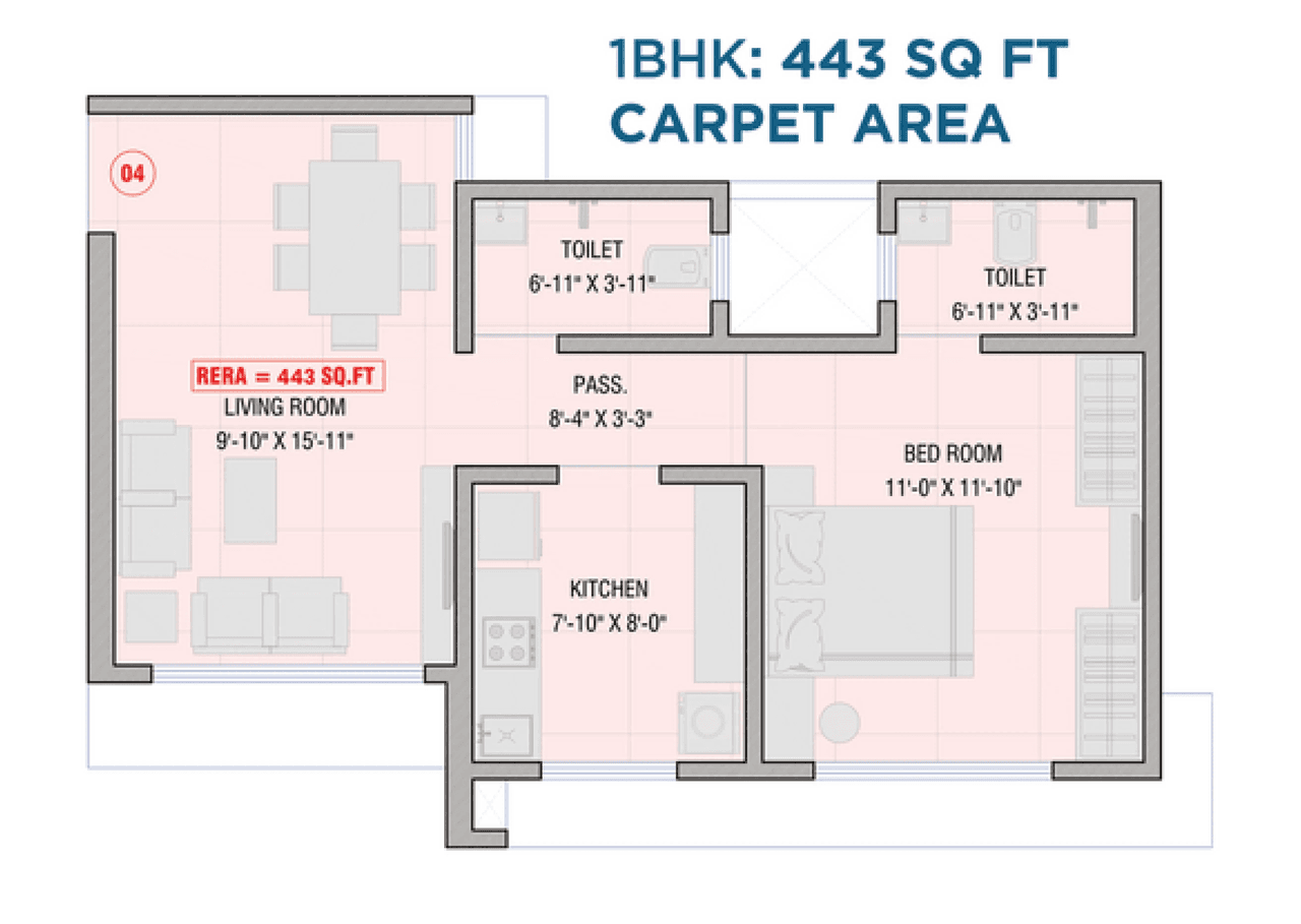 Unit plan - 443 sq.ft.