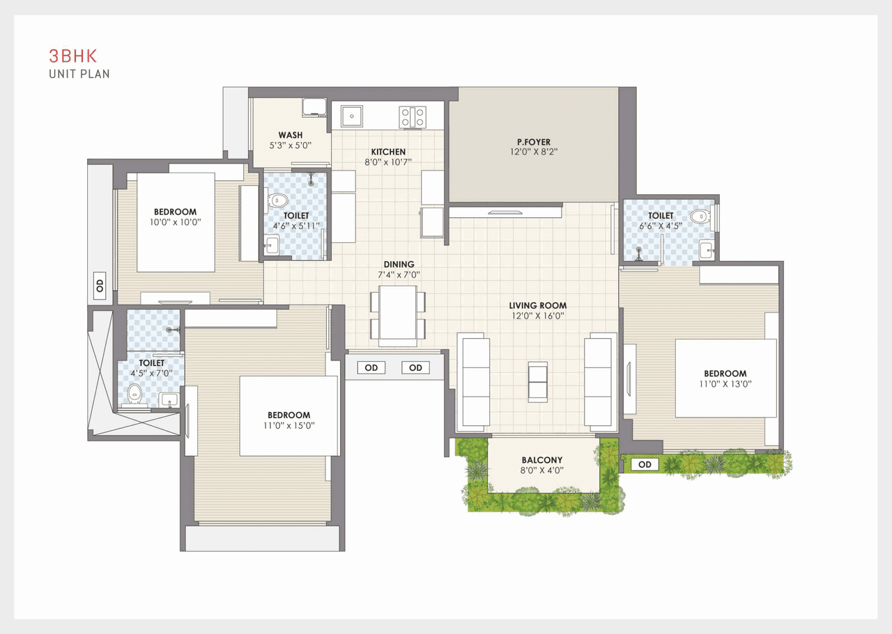 Unit plan - 1066 sq.ft.