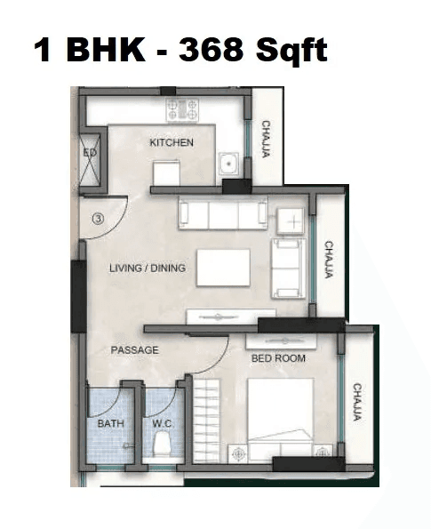 Unit plan - 368 sq.ft.