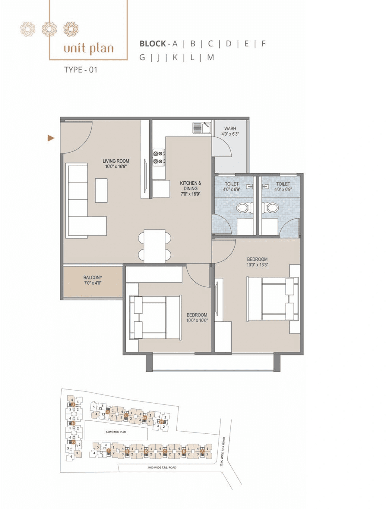 Unit plan - 700 sq.ft.