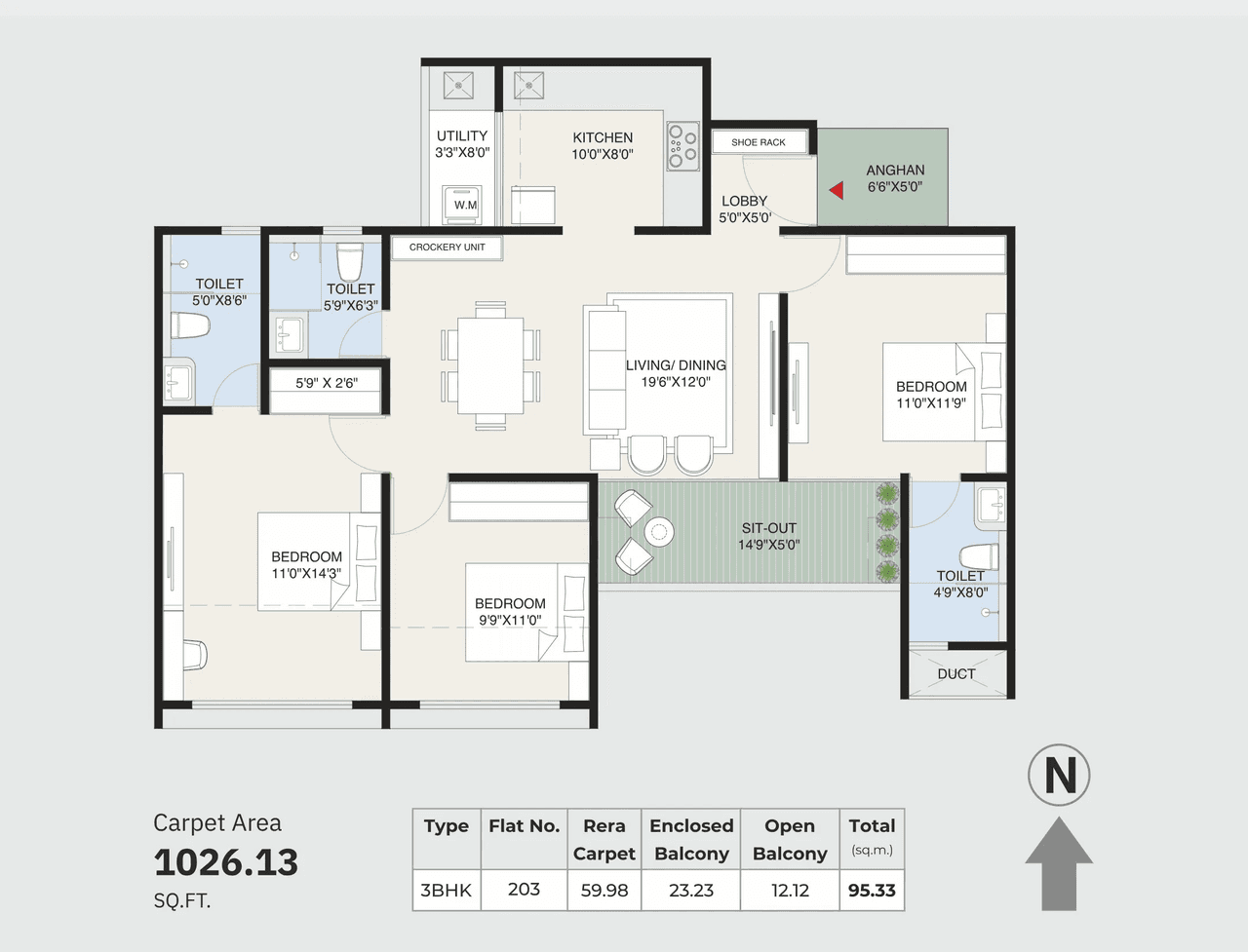 Unit plan - 1026 sq.ft.