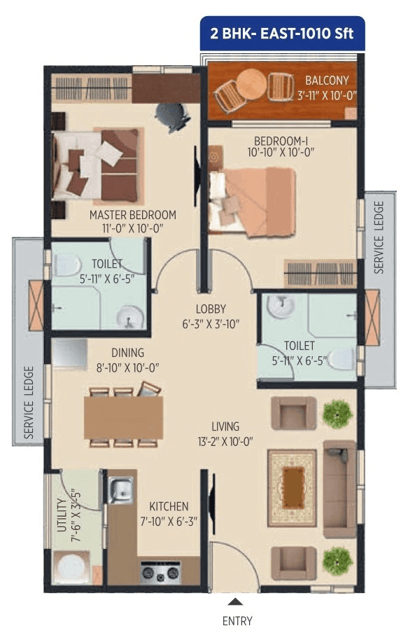 Unit plan - 707 sq.ft.