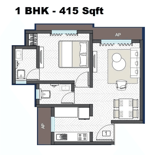 Unit plan - 415 sq.ft.