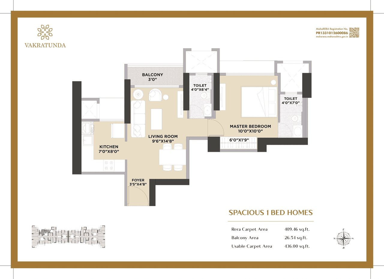 Unit plan - 436 sq.ft.