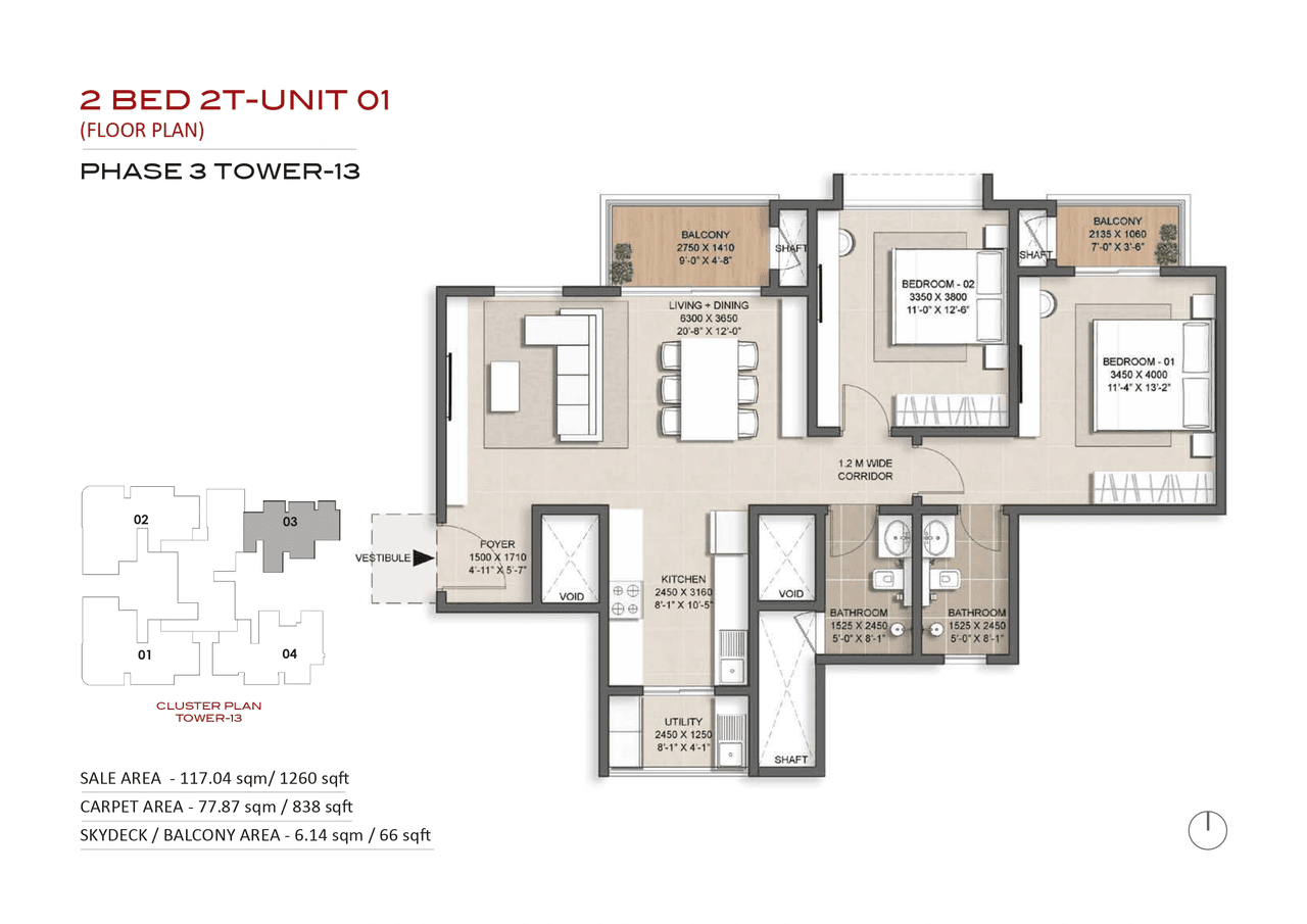 Unit plan - 838 sq.ft.