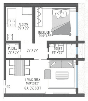 Unit plan - 350 sq.ft.