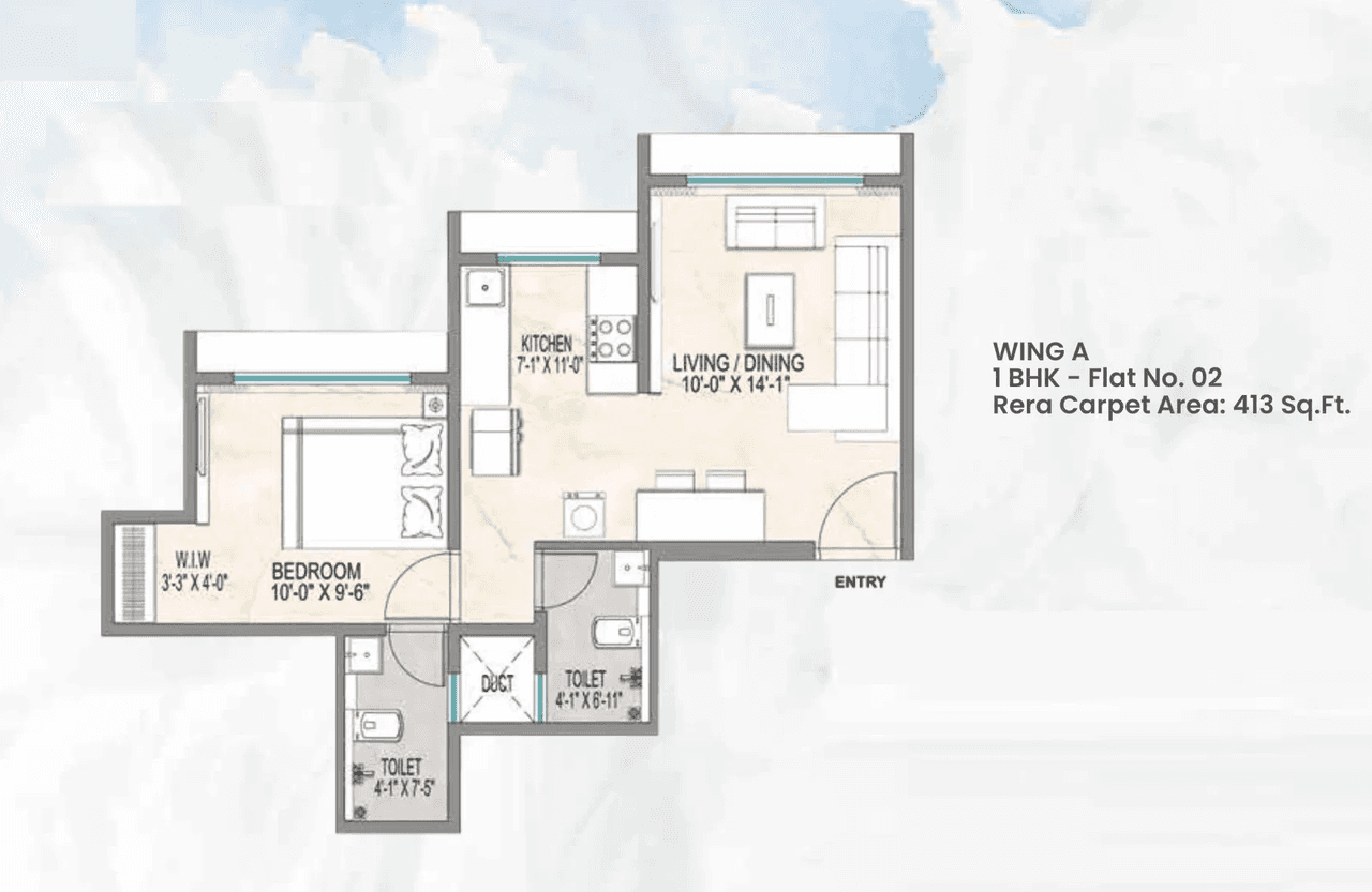 Unit plan - 413 sq.ft.