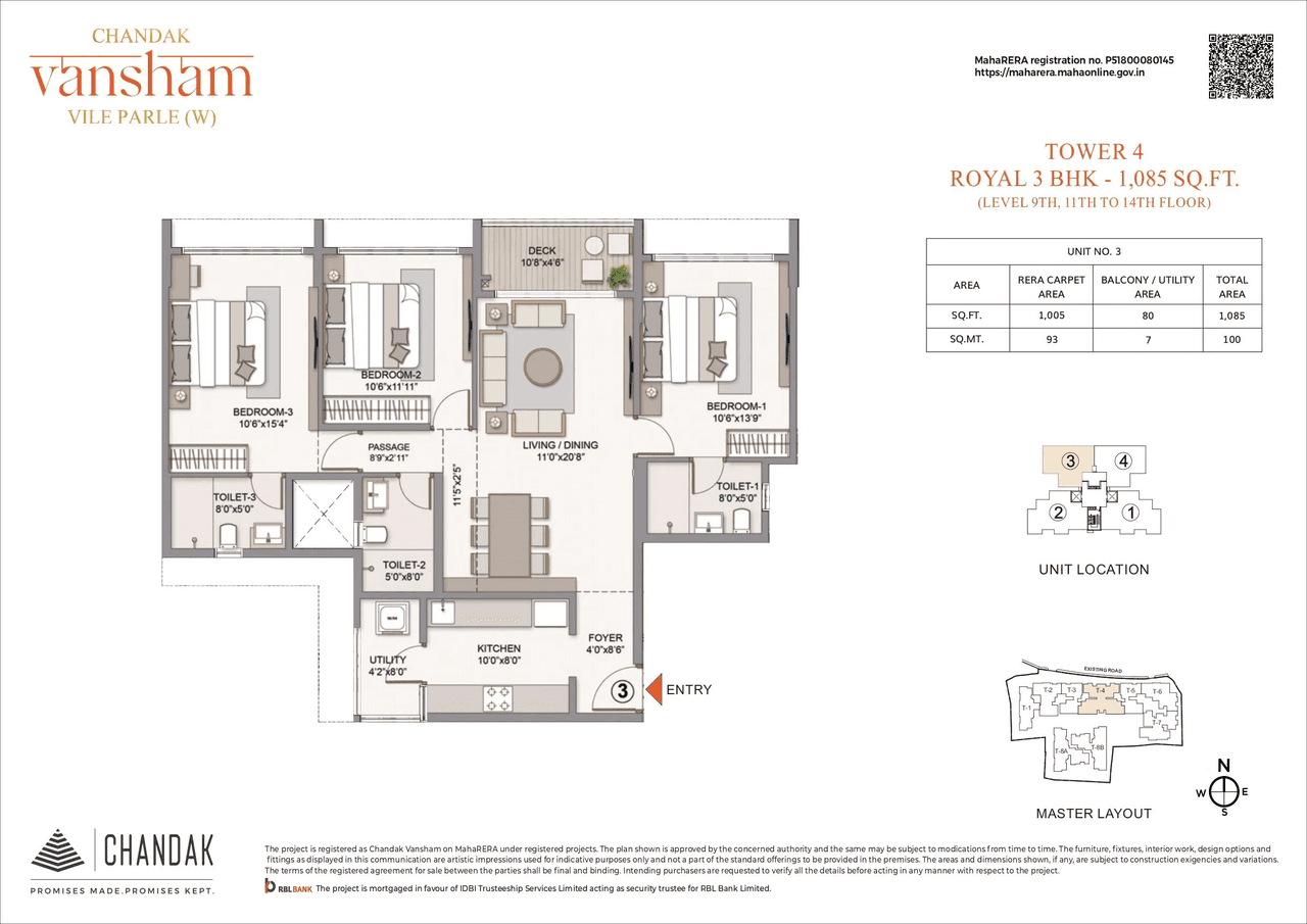 Unit plan - 1085 sq.ft.