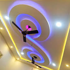 Circular ceiling design for halls with two fans