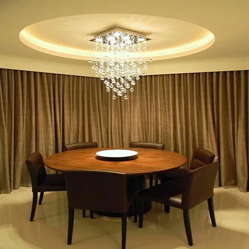 Circular ceiling with chandelier drop
