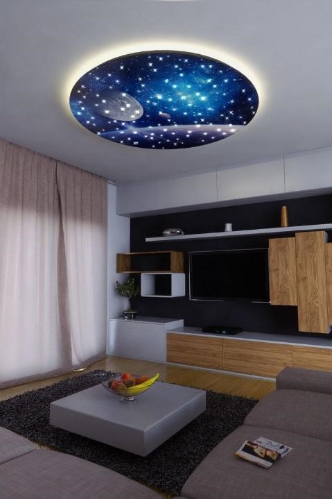 Circular ceiling with starry light effect