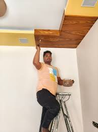 Coated wood texture POP ceiling finish