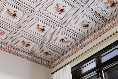 Decorative ceiling with intricate moldings